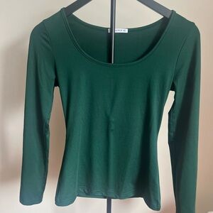 Elegant Forest Green Long Sleeve Top